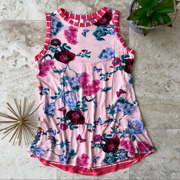 Pink Floral and Stripe Top - Picture 3 of 8